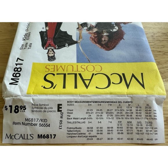 McCall's Pattern M6817 KIDS Girls Merida Medieval Costume cosplay Size 3-8 Uncut - Picture 3 of 4
